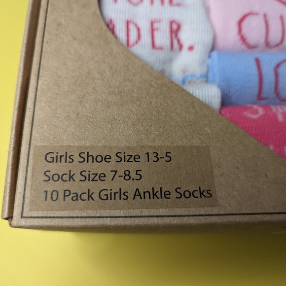 Rae Dunn Girls Ankle Socks 10 Pairs - Picture 5 of 6